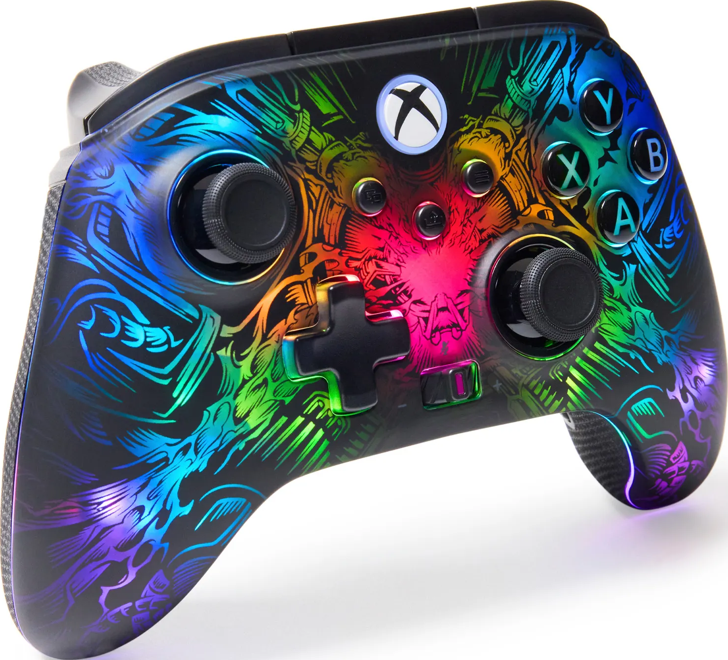 Xbox-Controller mit einem farbenfrohen, künstlerischen Design.