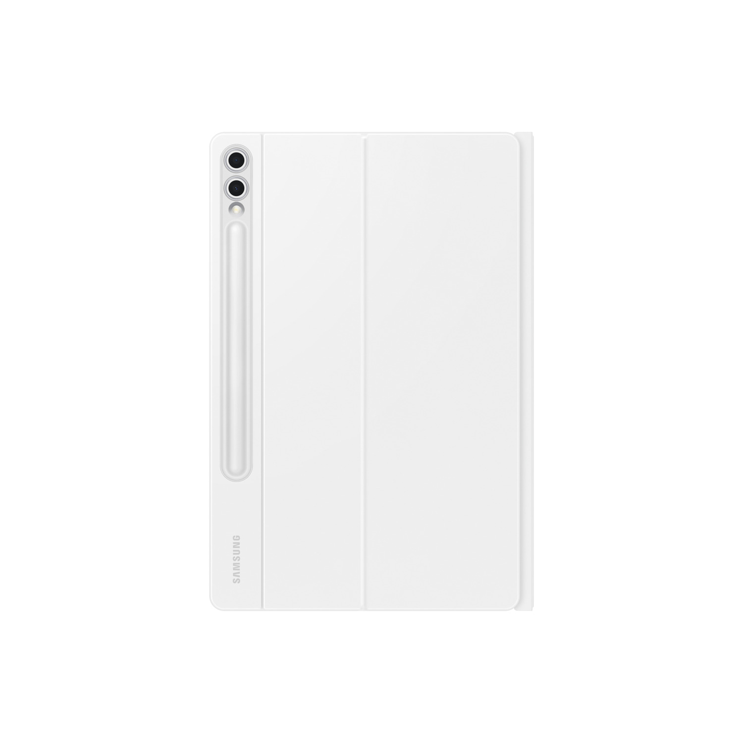 Une tablette blanche avec un porte-stylo et un stylet sur fond blanc.