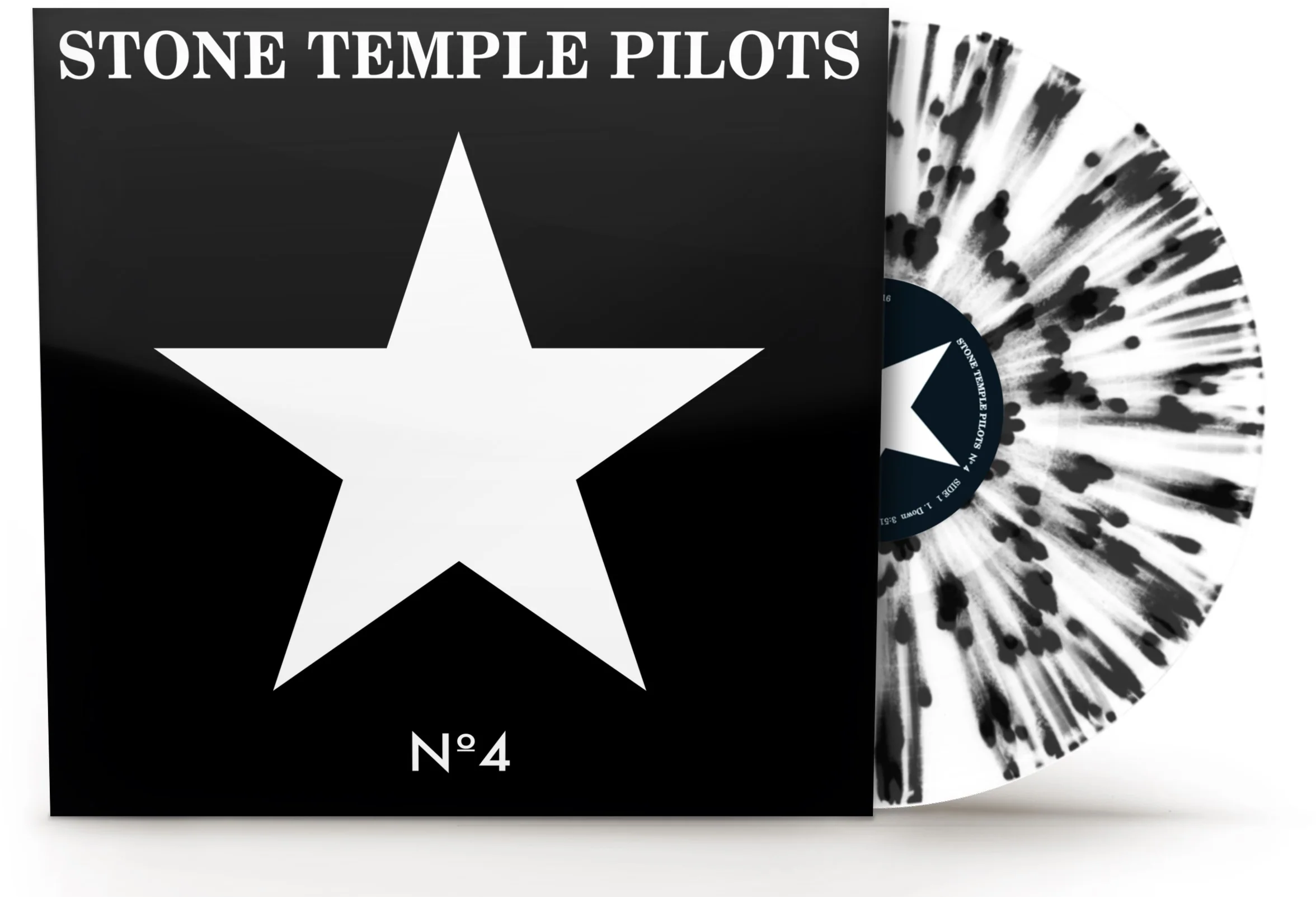 Stone Temple Pilots bakelit lemez. A borító fekete, fehér csillaggal és a négyes számmal.