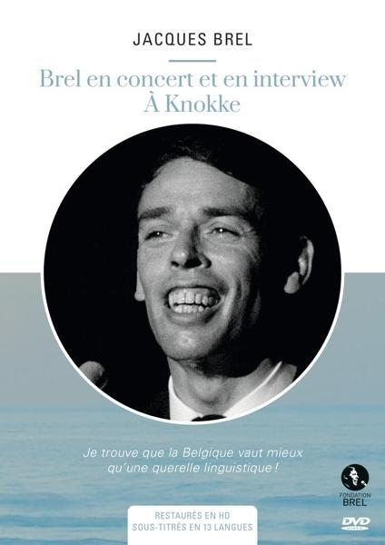 Une jaquette de DVD avec Jacques Brel. Il y a une photo en noir et blanc de lui dans un cercle.