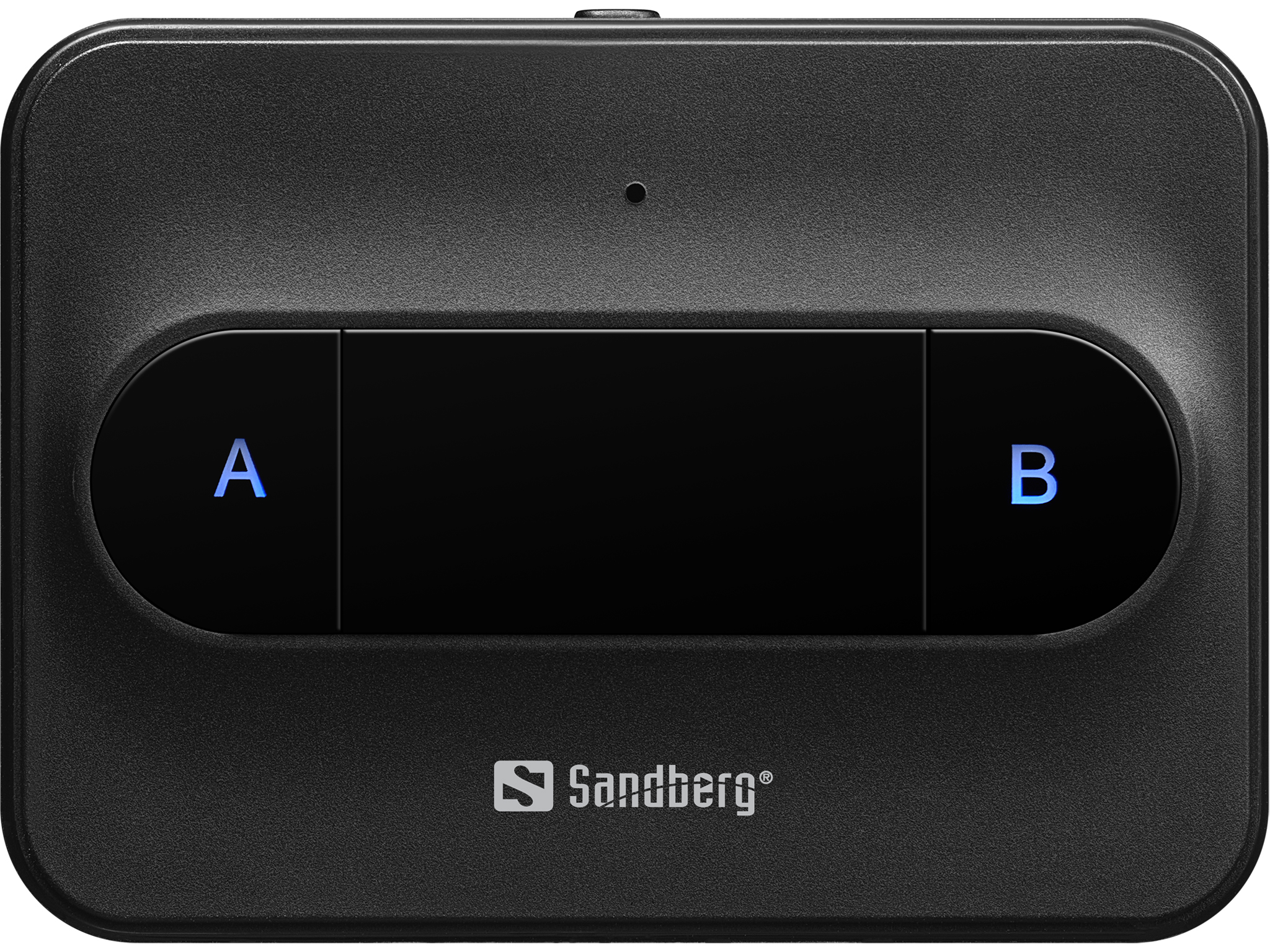 Ein schwarzes Sandberg-Gerät mit A- und B-Tasten. Das Sandberg-Logo ist sichtbar.