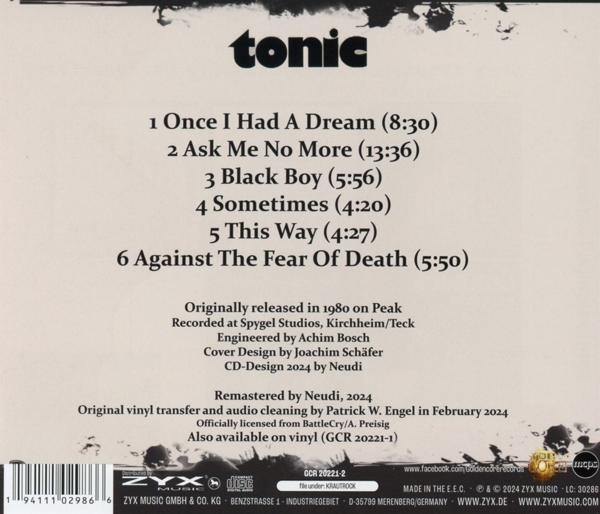 Rückseite einer CD-Hülle mit Songtiteln, Credits und Labelinformationen.