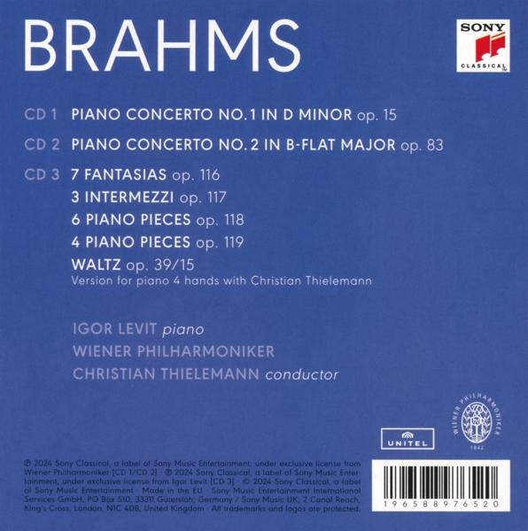 CD-Cover mit Details zu Brahms, Igor Levit und Wiener Philharmoniker.