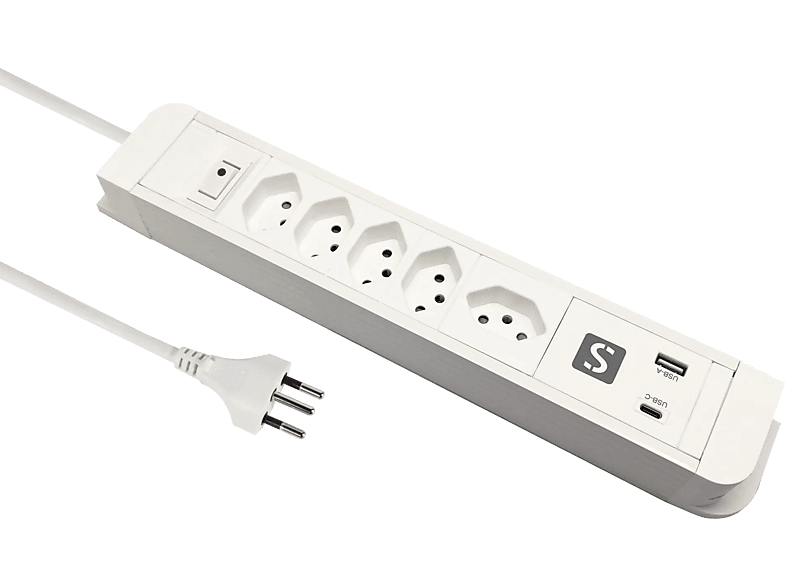 SCHOENENBERGER PRINCIPIO+ USB AC 20W Steckdosenleiste, 2 m