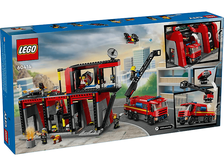 Klocki LEGO City Remiza strażacka z wozem strażackim 60414