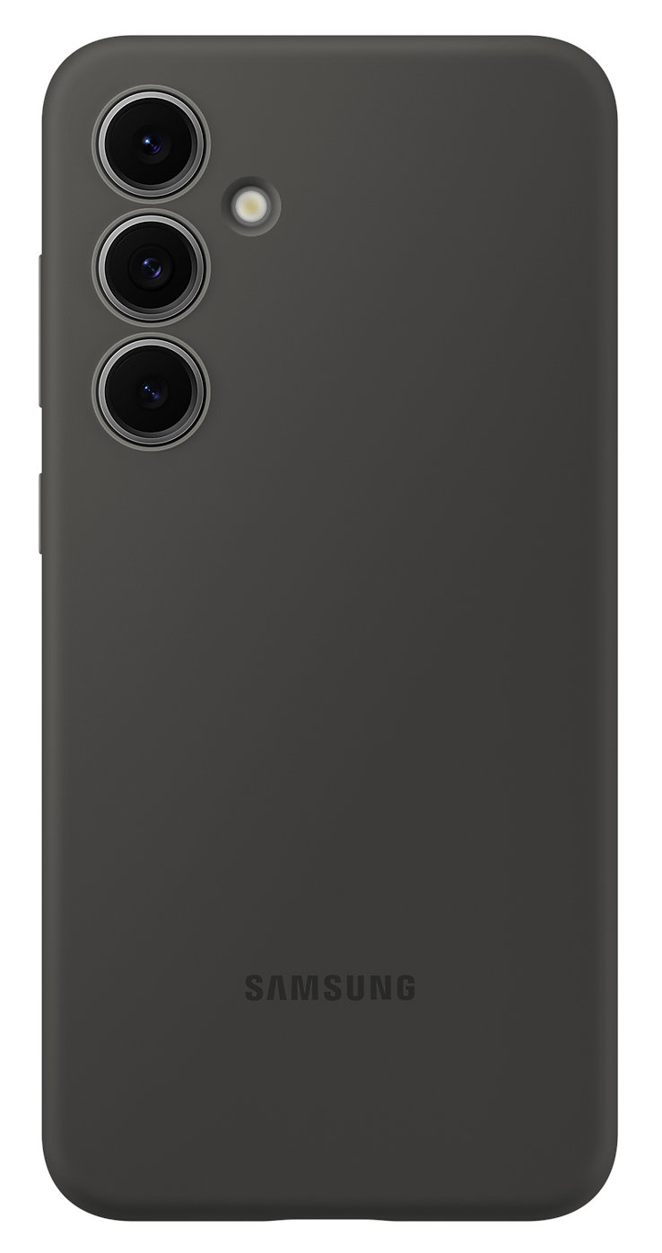 Tył ciemnoszarego smartfona z trzema obiektywami aparatu i logo Samsung.