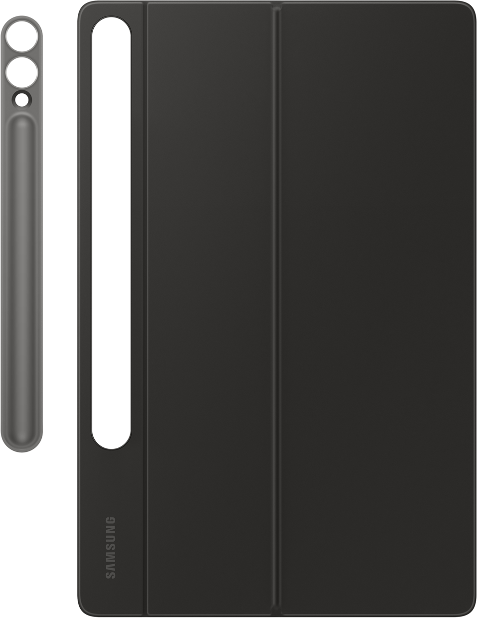 Tablet e stilo in una custodia, grigio.