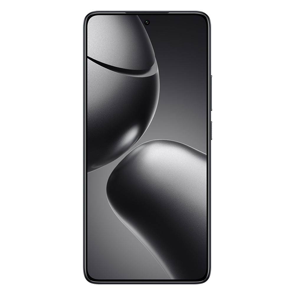 Soyut şekiller gösteren parlak ekranlı siyah akıllı telefon.
