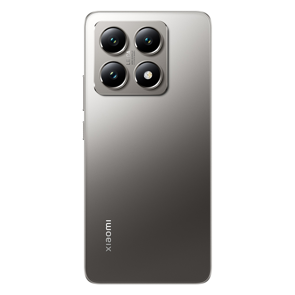 Kamera mercekleri olan gri bir akıllı telefonun arka görünümü. Xiaomi logosu görünür.