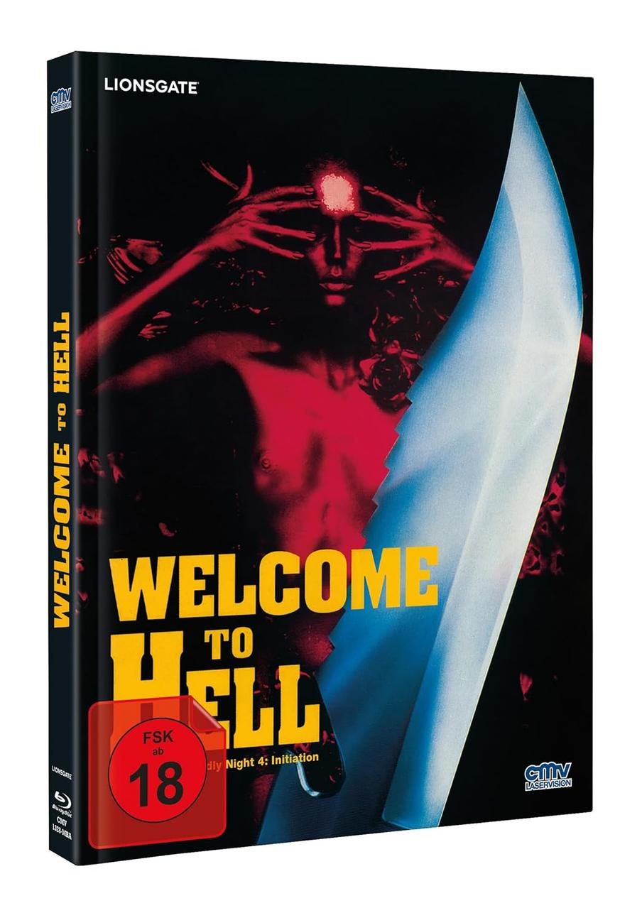 Filmcover: Welcome to Hell, ein Bild einer Frau mit einem Messer.
