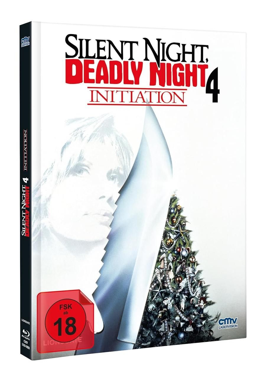 DVD-Hülle eines Horrorfilms, ein Messer und ein Weihnachtsbaum.