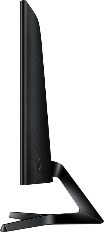 Moniteur d'ordinateur noir, vue latérale. Design élégant avec un support.