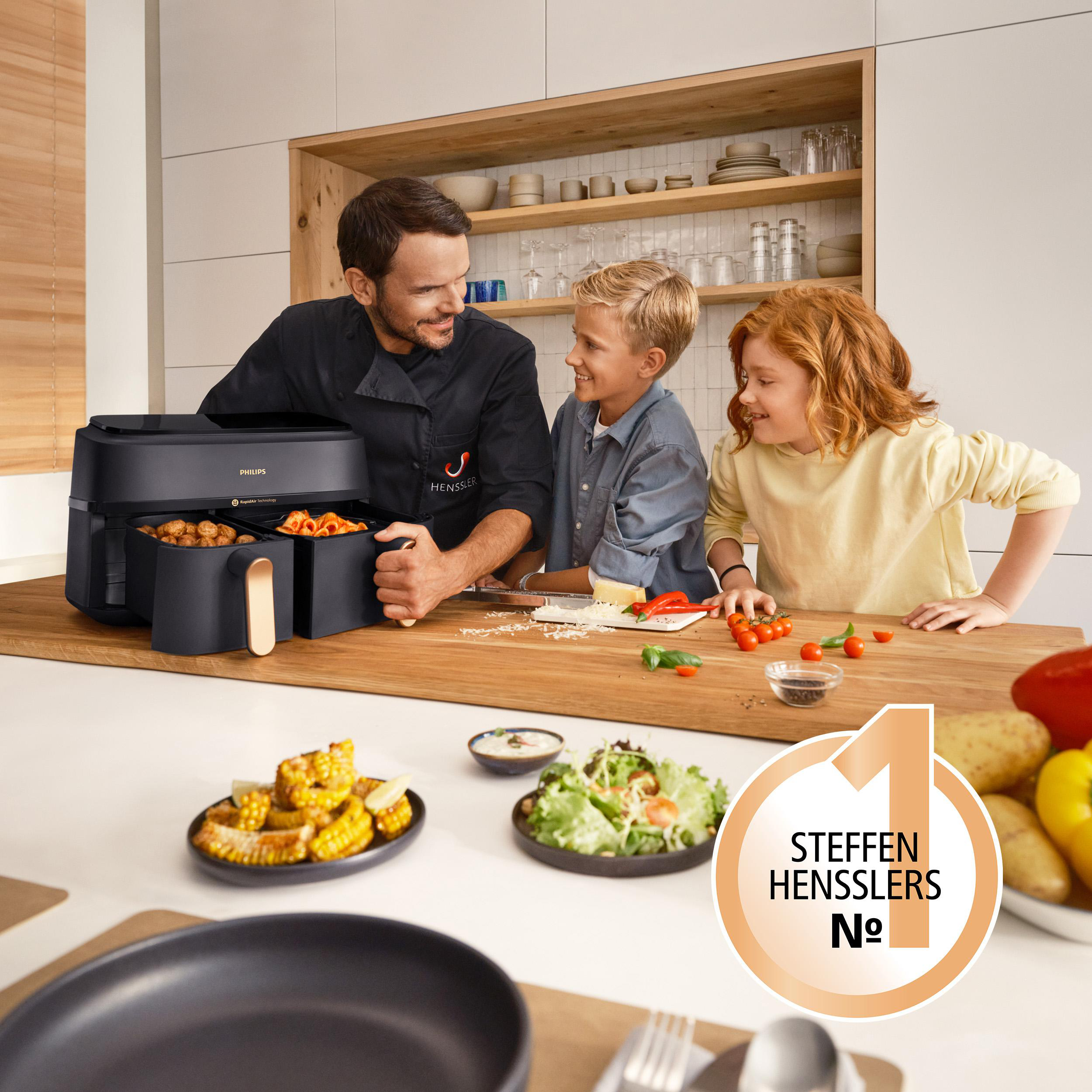 TOPZEE Heißluftfritteuse 8 QT - Dual Basket Mit Sichtfenster & Finish Together