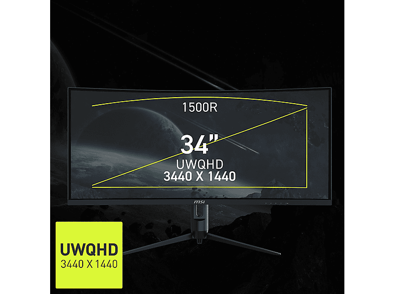 Thumbnail - MSI MAG 342CQRDE E2 34 Zoll UWQHD Curved Gaming Monitor (1 ms Reaktionszeit, 180 Hz)