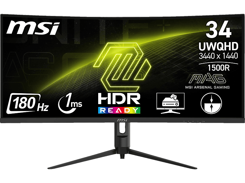 MSI MAG 342CQRDE E2 34 Zoll  UWQHD  Curved Gaming Monitor  1 ms Reaktionszeit 180 Hz 