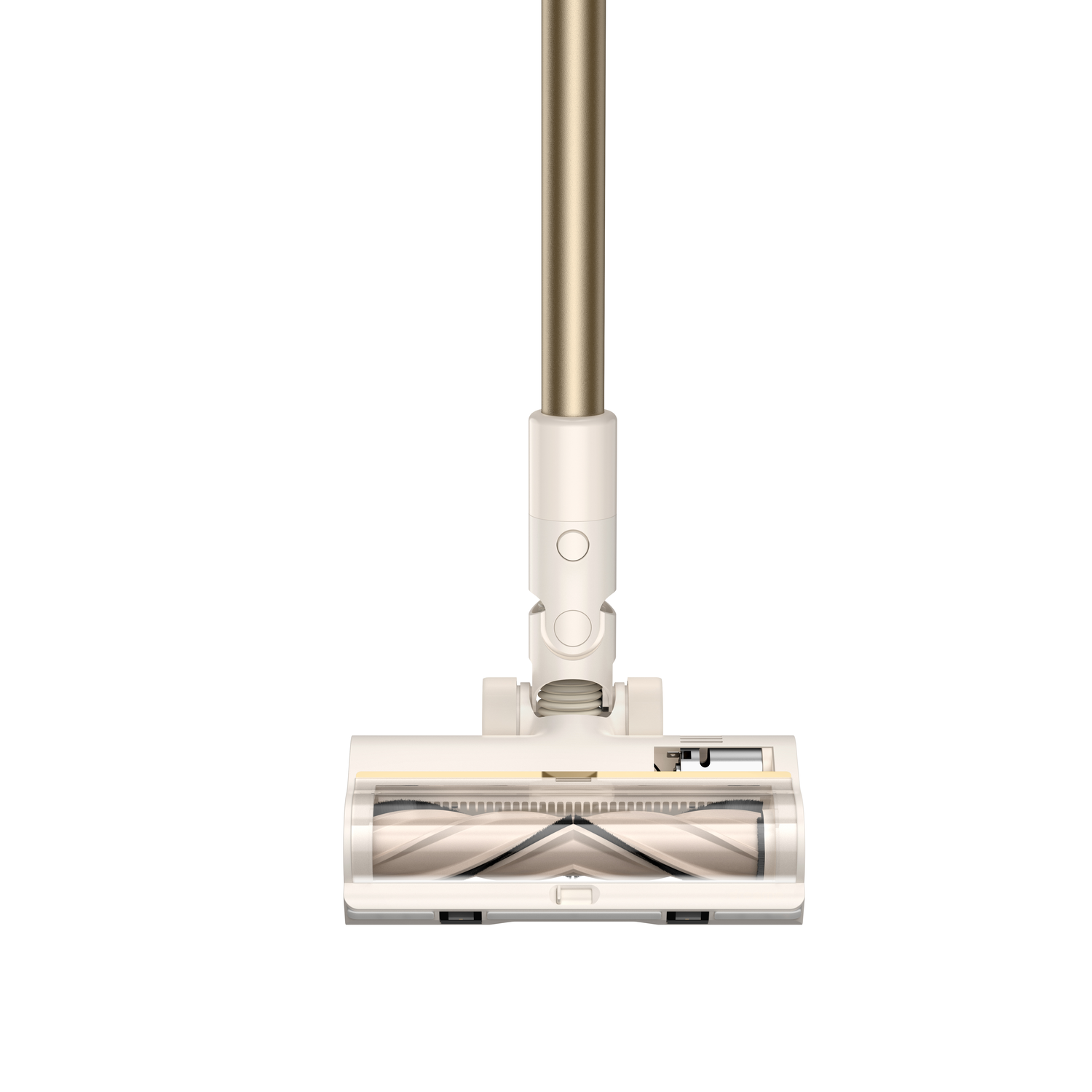 Vacuum cleaner's brush head, white and gold colors.