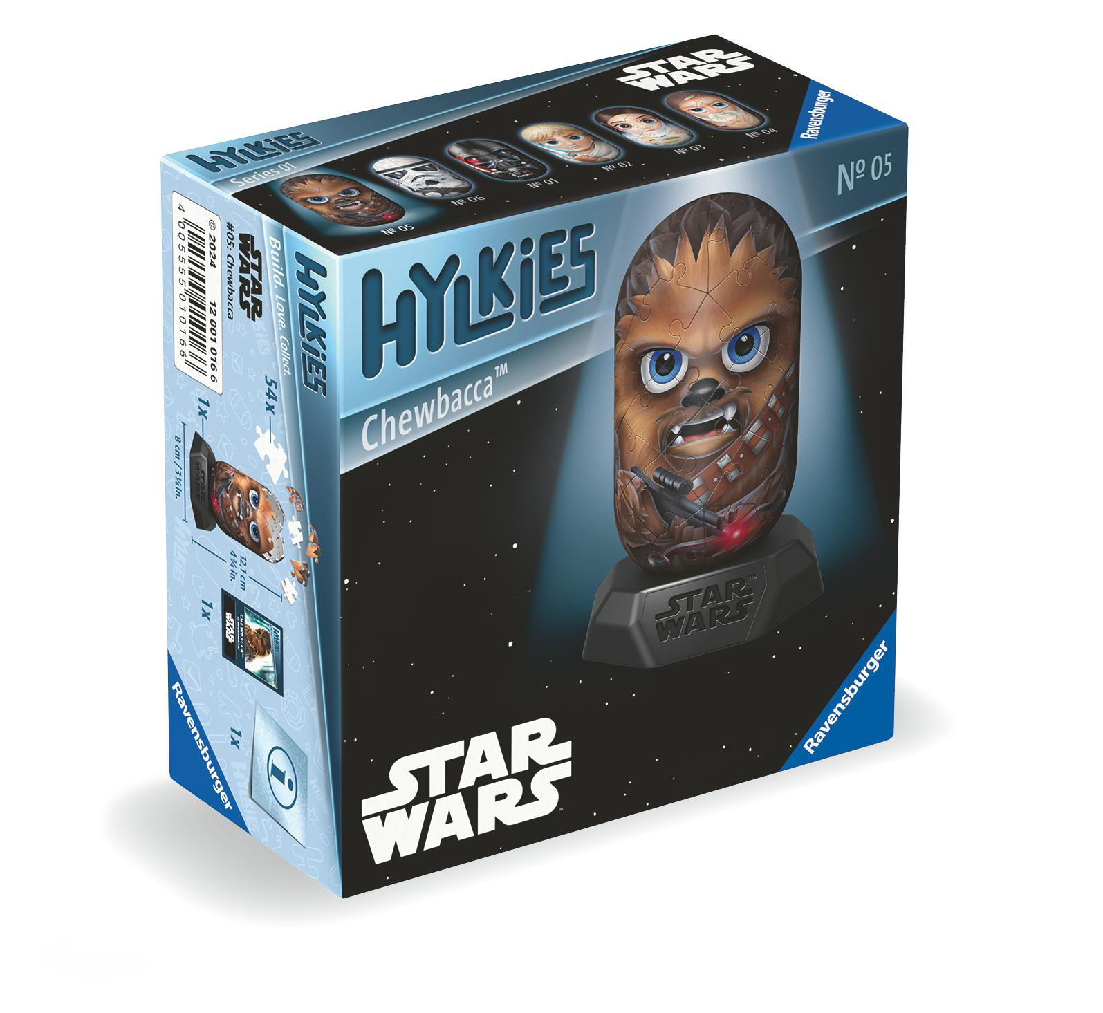Star Wars Chewbacca Puzzle-Box. Das Puzzle zeigt Chewbaccas Gesicht. Weißer Hintergrund.