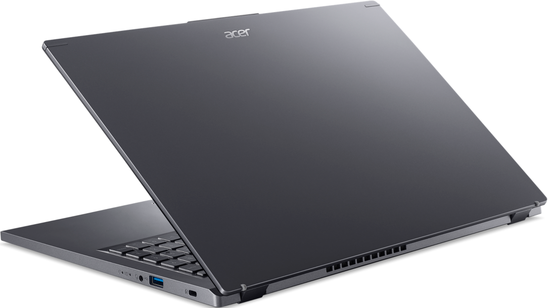 Ein Laptop mit geöffnetem Deckel, der Tastatur und Bildschirm zeigt.