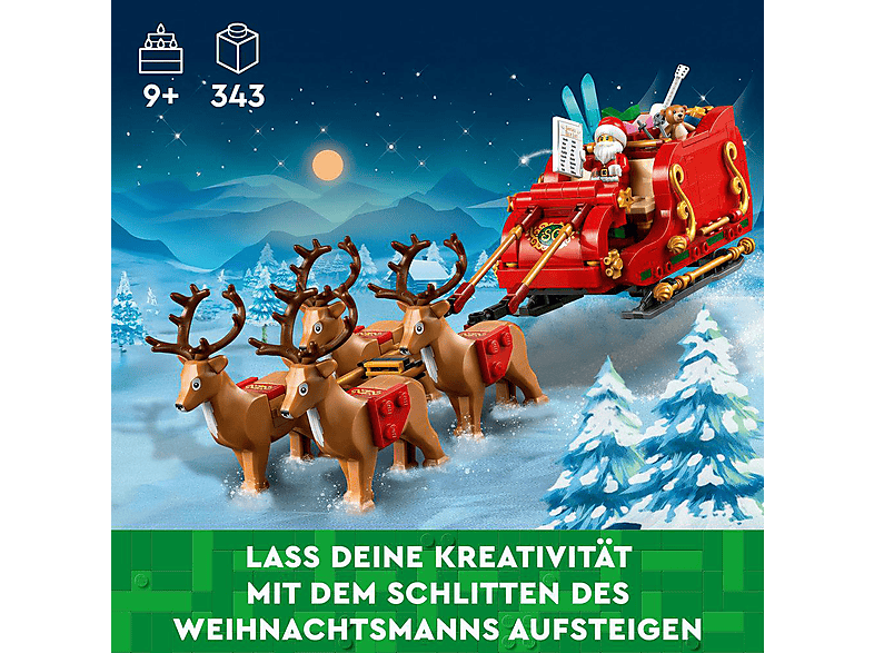 LEGO Iconic 40499 Schlitten des Weihnachtsmanns Bausatz, Mehrfarbig