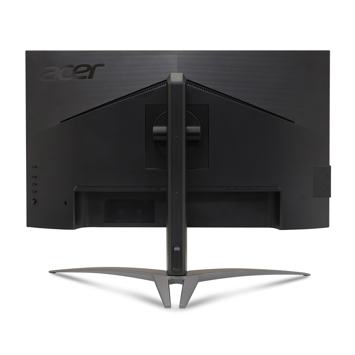 Retro monitor nero con logo Acer, supporto e varie porte di connessione.