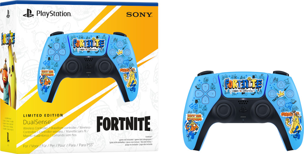 Playstation 5-controller met Fortnite-thema.
