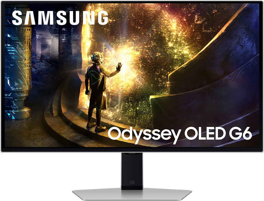 Samsung Odyssey OLED G6 monitor, egy játék jelenetét jeleníti meg.