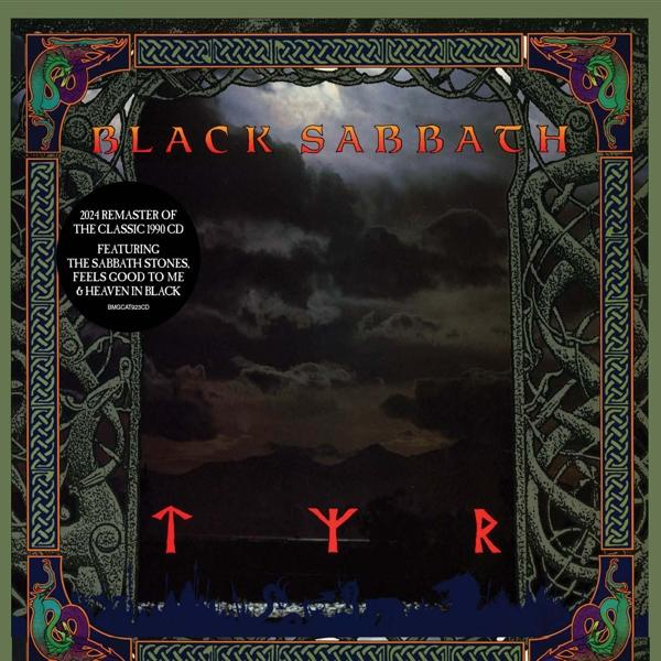 Pochette d'album: Black Sabbath. Image d'un paysage sombre. Texte: BLACK SABBATH TYR.