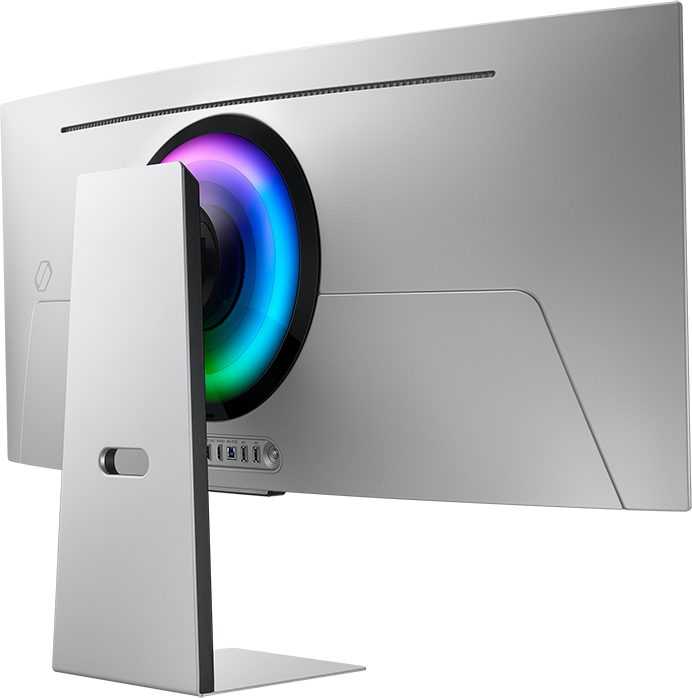 Monitor hátulról, színes fénnyel.