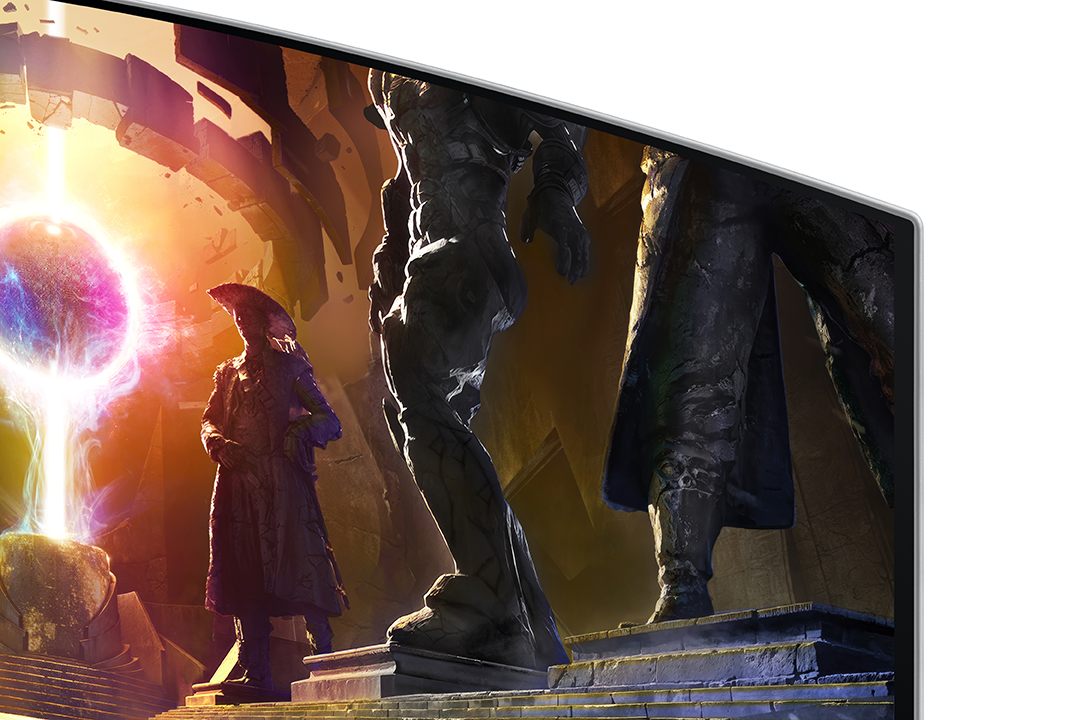 Egy TV képernyő közelképe figurákkal és egy portállal. A jelenet egy játékon belül zajlik.