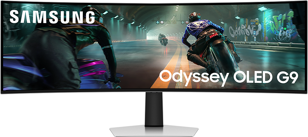 Ívelt Samsung Odyssey OLED G9 monitor, játék jelenet.