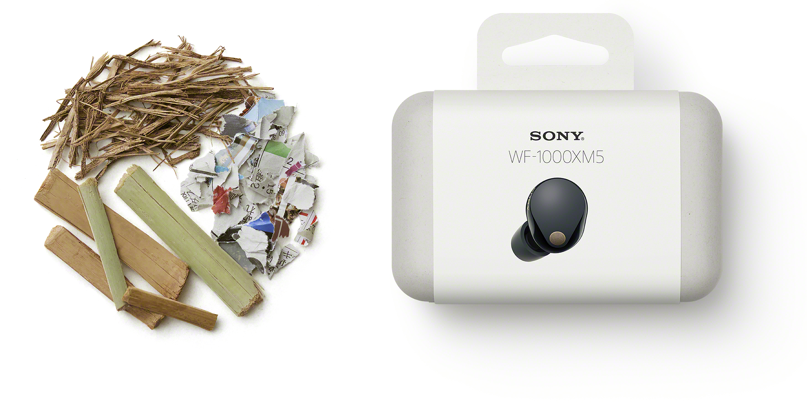 Egy pár Sony fülhallgató a tokjukban, szerves anyag mellett.