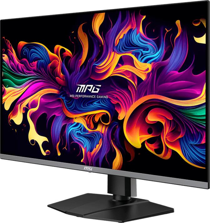 MSI gaming monitor színes absztrakt műalkotással.