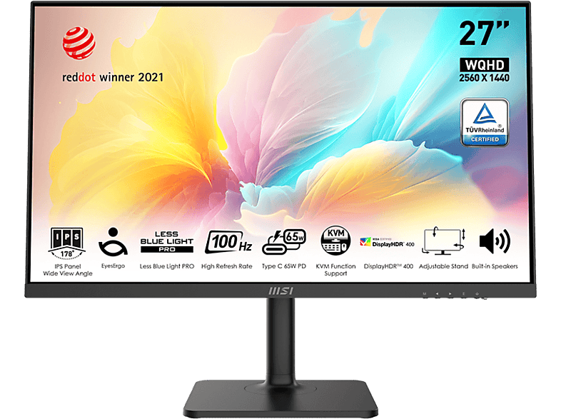 MSI MODERN MD272QXP 27'' Sík WQHD 100 Hz 16:9 Adaptive-Sync IPS LED Monitor