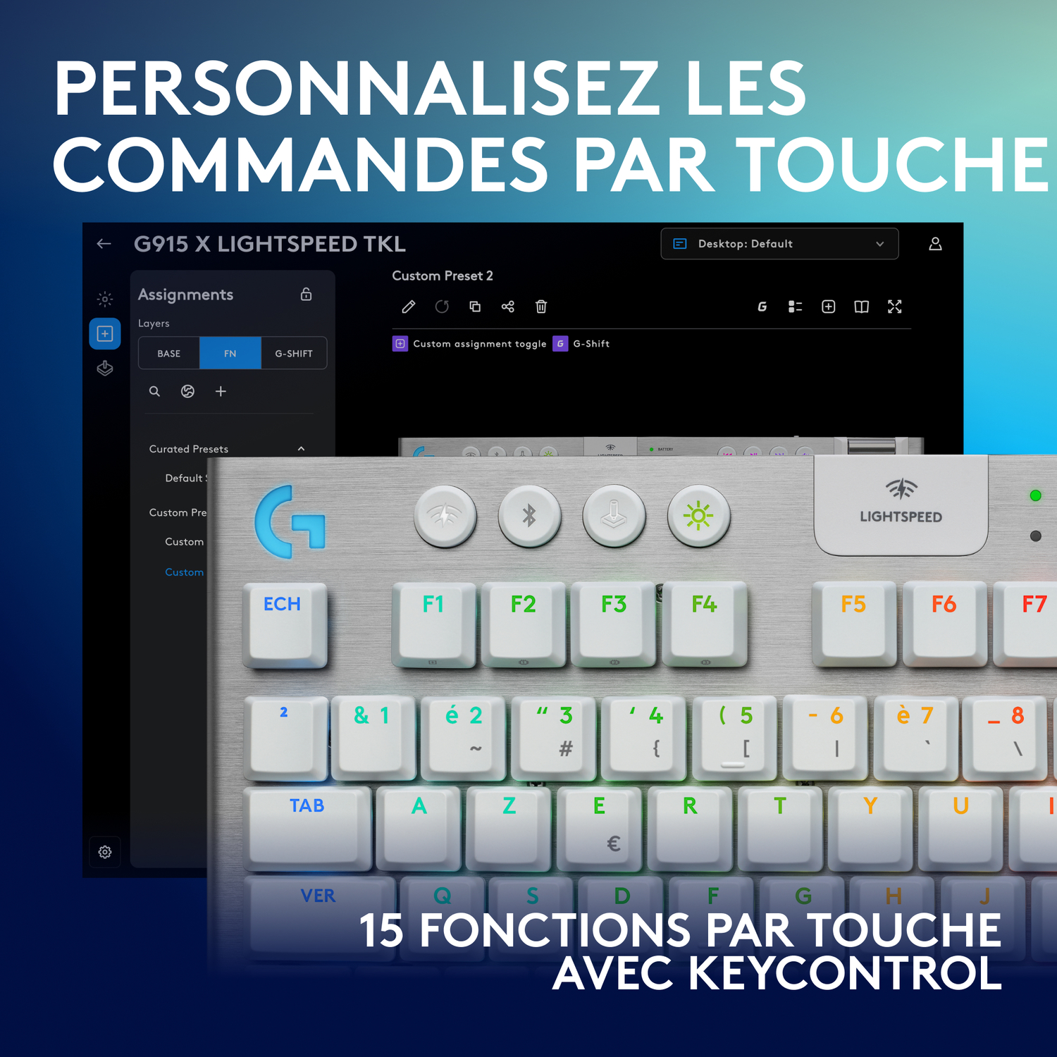 Un clavier avec de nombreuses touches et un écran affichant les paramètres.