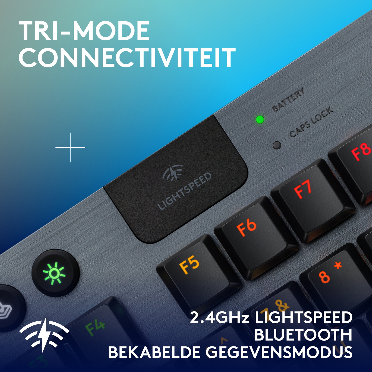 A close-up of a keyboard, showing keys with function labels and indicator lights.