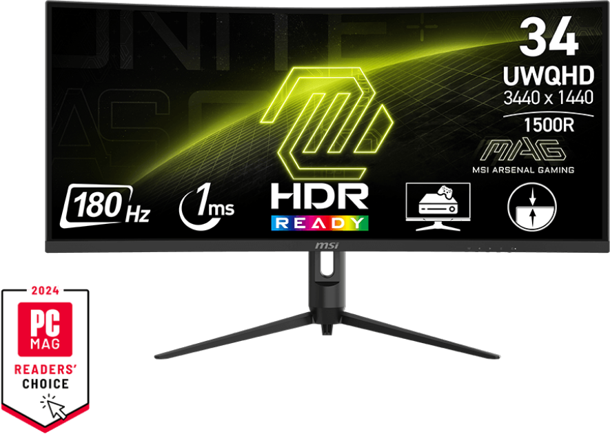 MSI MAG 342CQR E2 34'' Ívelt UWQHD 180 Hz 21:9 FreeSync VA LED Gamer Monitor