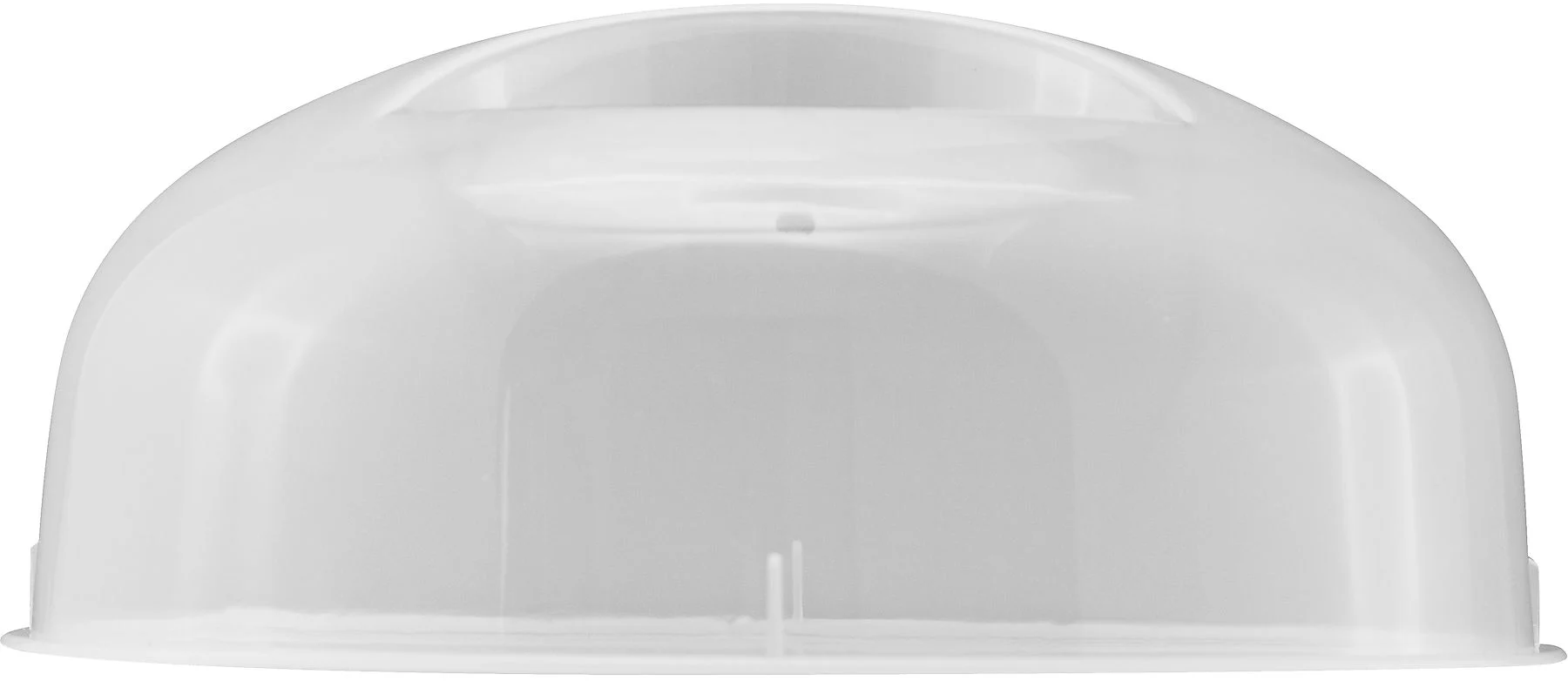 Un coperchio per microonde in plastica trasparente e bianca.