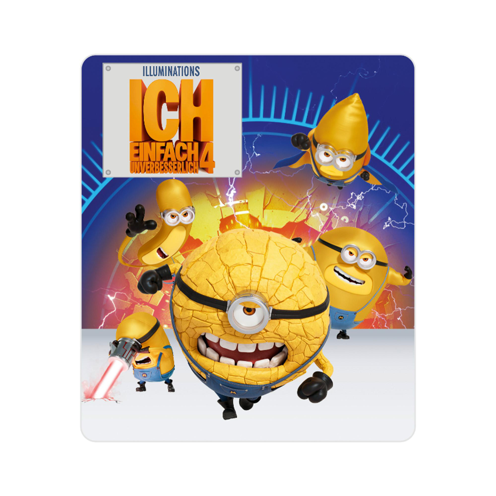 Eine DVD-Hülle mit dem Titel Ich Einfach Unverbesserlich 4, mit Minions-Figuren.