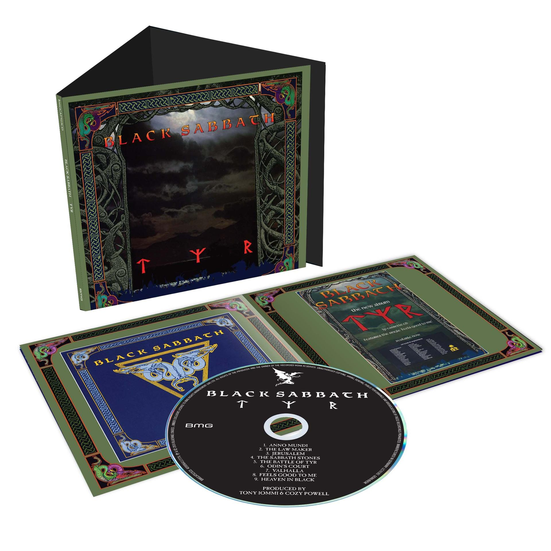 Album CD avec pochette TYR de Black Sabbath, ouvert et montrant le CD.