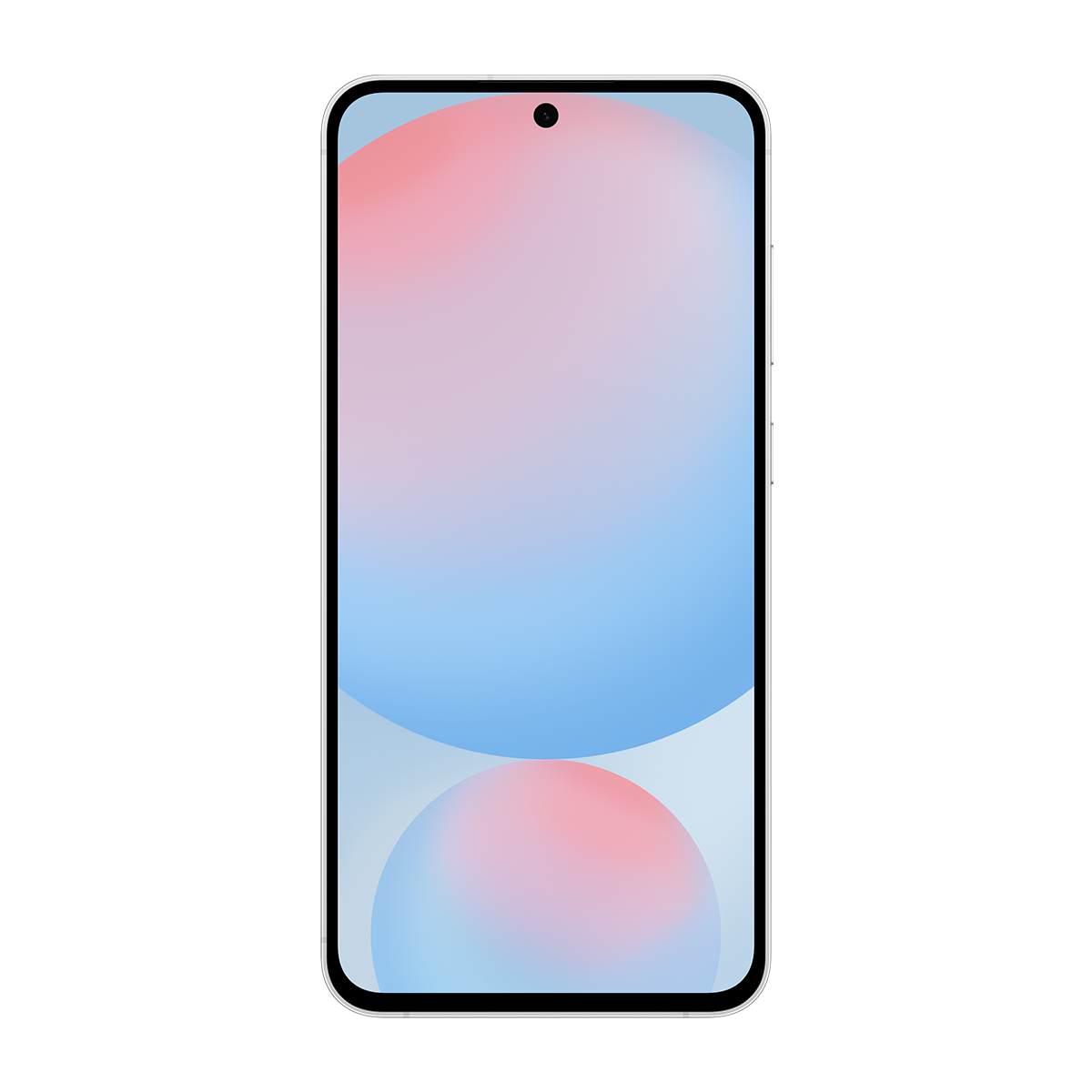Siyah bir arka plan üzerinde pembe ve mavi degrade bir ekranı olan akıllı telefon.