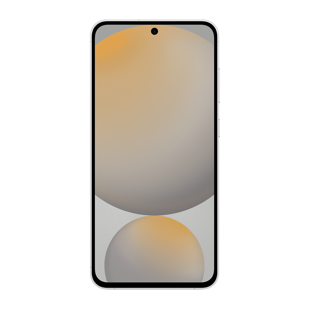 Siyah ekranlı bir akıllı telefon, üzerinde iki daire, beyaz bir çerçevede.