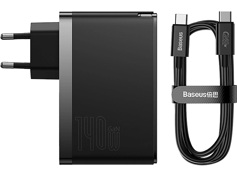 BASEUS GaN5 Pro Fast Charger 2C+U 140WŞarj Cihazı Siyah