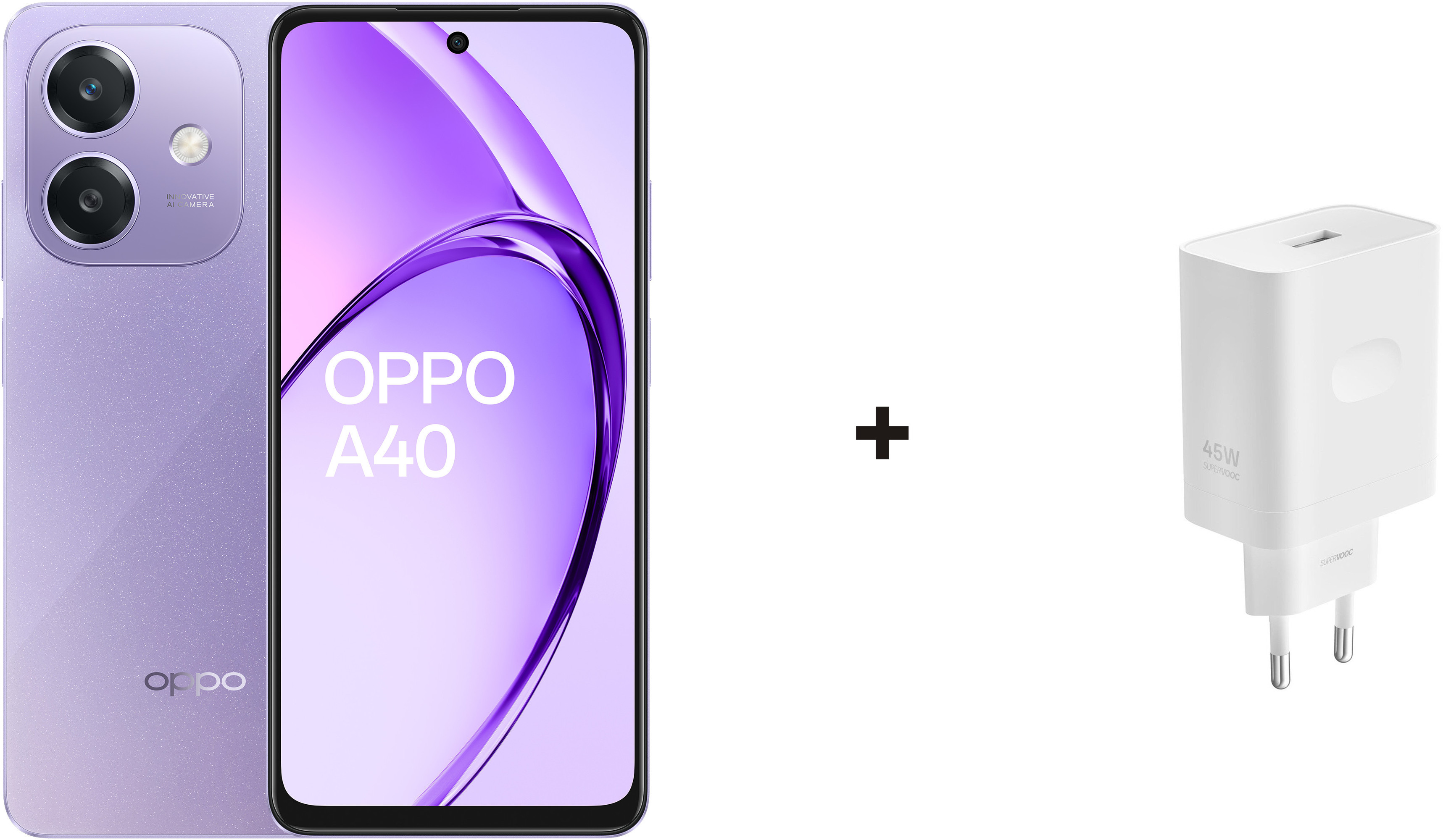 Smartfon OPPO A40 4/128GB Fioletowy + ładowarka Supervooc 45W