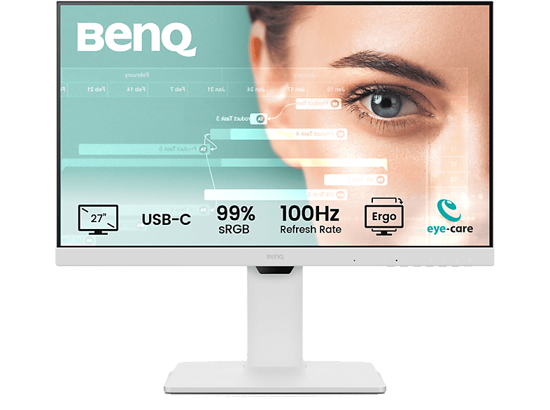 BenQ GW2786TC, 27, Full-HD, 5 ms, 100 Hz, USB-C, DisplayPort, Eye-Care, Atura Regulable, Blanco