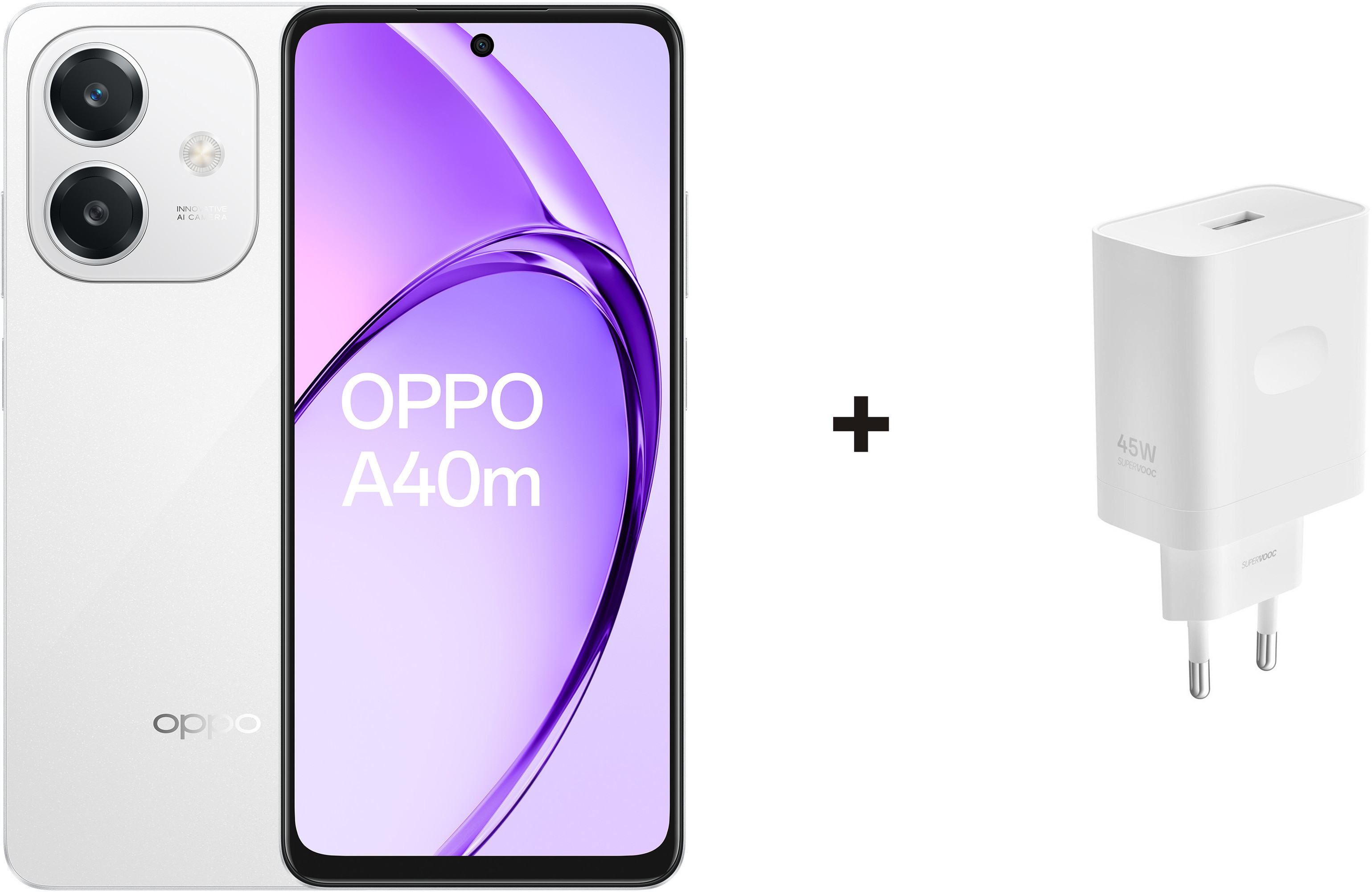 Smartfon OPPO A40M 8/256GB Biały + ładowarka Supervooc 45W
