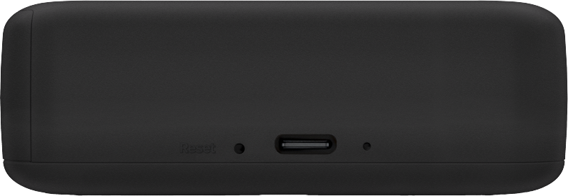 Fekete eszköz USB porttal, reset gombbal és egyéb portokkal.