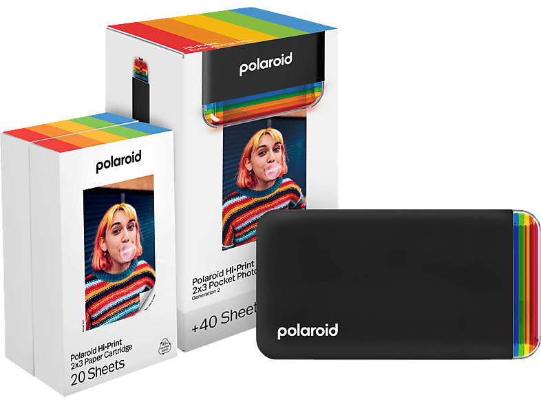 Polaroid Hi·Print Gen2 2x3 Starter Set, Sofortbilddrucker, Bluetooth, WLAN, Schwarz