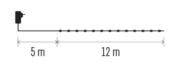 Egy kábel diagramja 18 egyenletesen elosztott ponttal. A kábel bal oldalán egy dugó található.