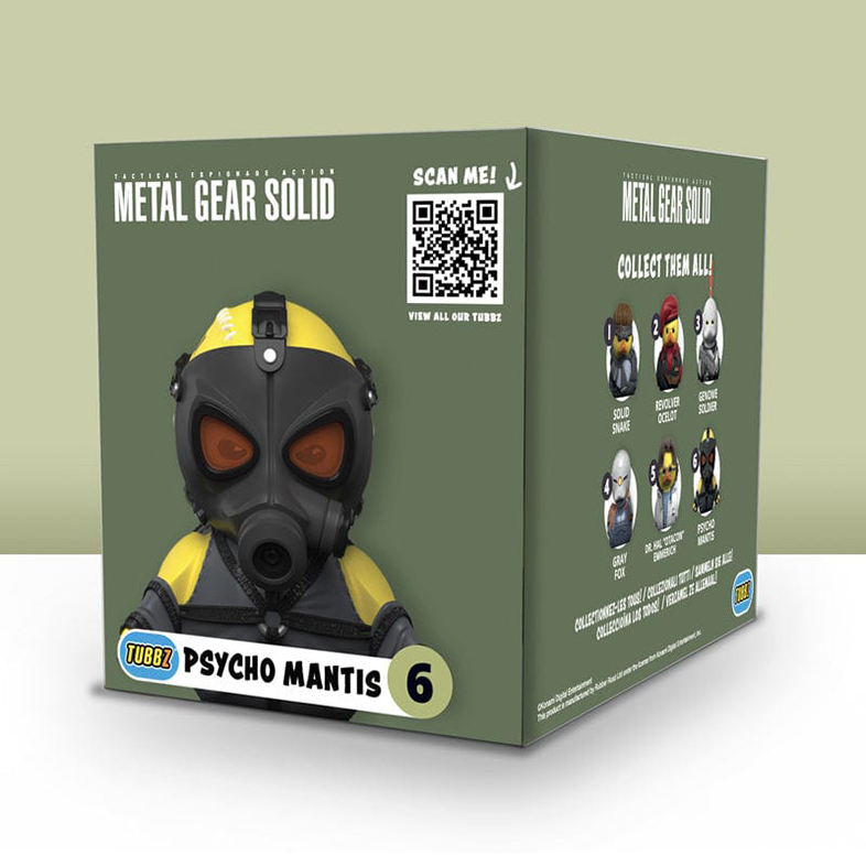 Egy Metal Gear Solid gyűjtődoboz Psycho Mantis figurával.