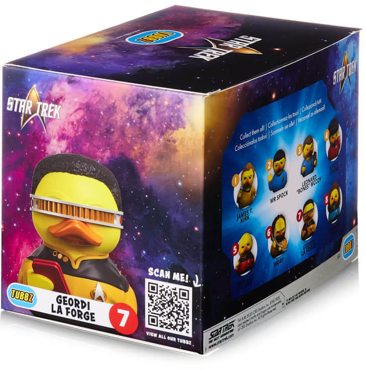 Star Trek Tubbz doboz, melyen egy Geordi La Forge-nak öltözött kacsa látható, 7-es számmal.
